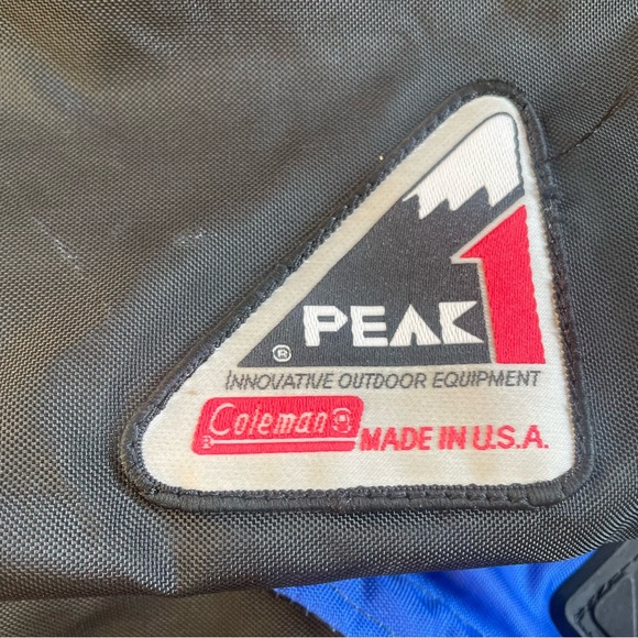 Coleman Peak 1 External Frame hip belt Backpack Blue Zip Pockets Nylon-USA Made - Picture 2 of 11